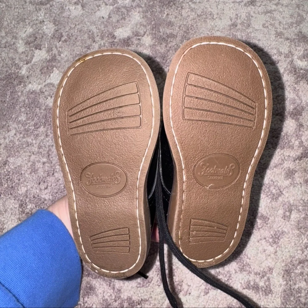 Footmates Boy’s 4.5 Black Todd Leather Shoes Boots